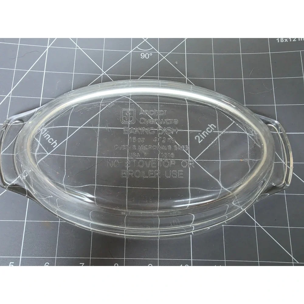 Anchor Hocking Clear Glass Oval Baking Dish 16oz 472ml Oven Microwave Safe 1016